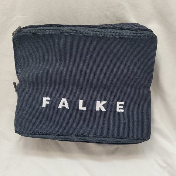 Falke Black Carrying Case Travel Bag 2 Pockets Logo Zippers 8 x 8 x 2 in Woven - Picture 11 of 11